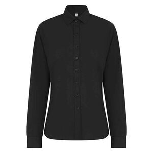 Henbury Womens/Ladies Cotton CoolPlus Long-Sleeved Formal Shirt / Black